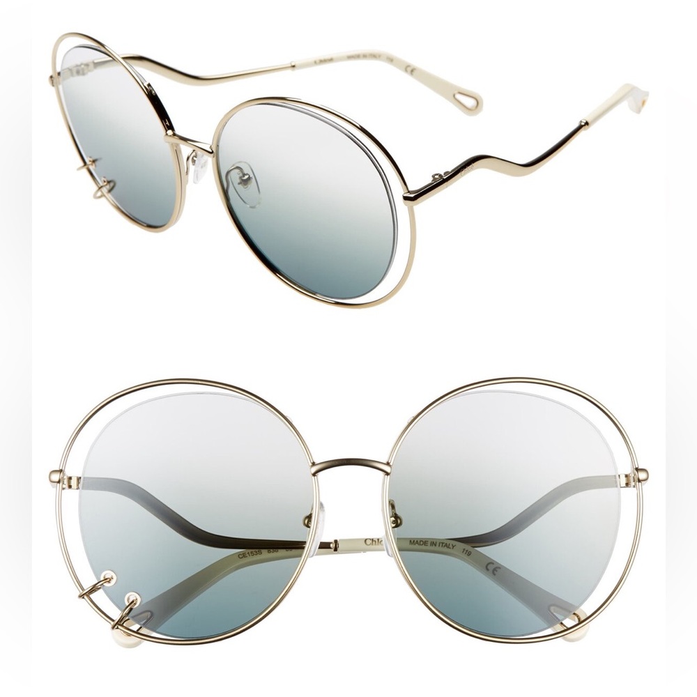 Chloe Round Pierced Ring Sunglasses Blue